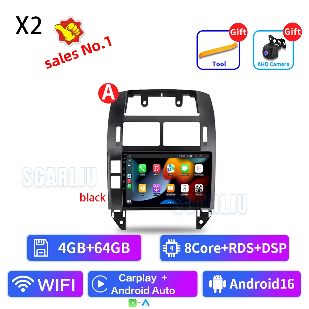 SISCL Voor Volkswagen Polo Mk4 2001-2011 Android Autoradio Multimedia Speler Carplay Auto Stereo GPS Navi 2din DSP Head Unit - afbeelding 1