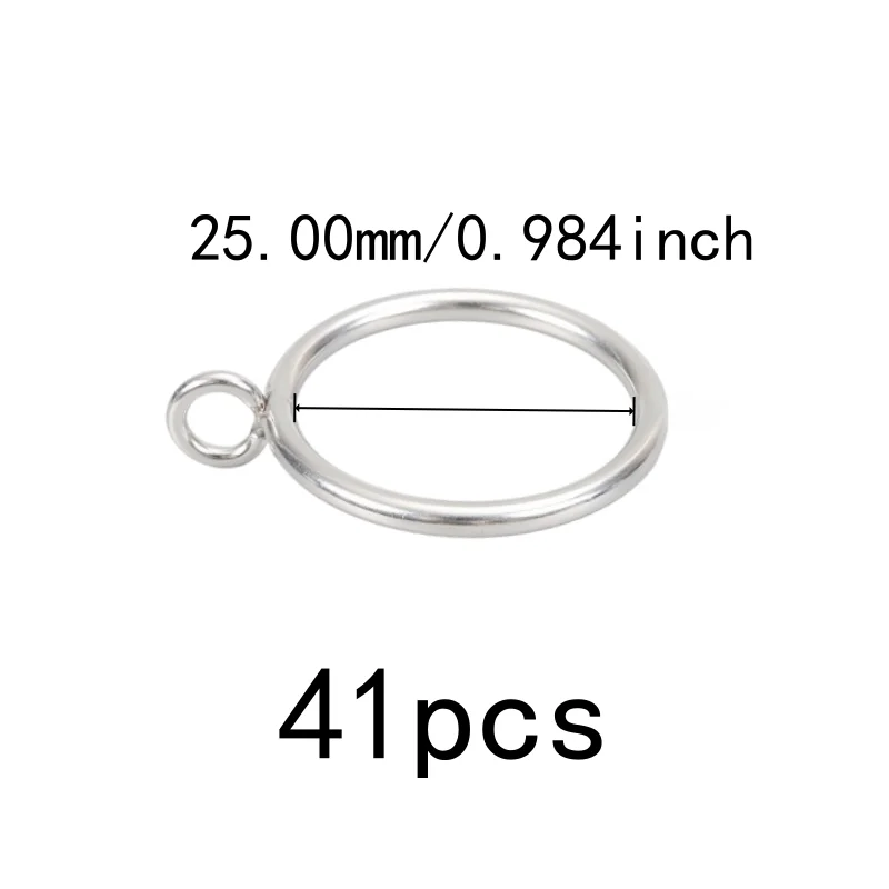 41 pcs 25mm Iron Drapery Rings, Smooth Sliding On Rod and Rust Resistant Finish, ideal for Bedroom Blackout Drapery, Silver