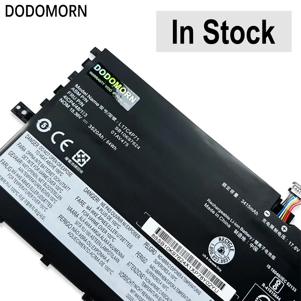 แบตเตอรี่แล็ปท็อป L17C4P71ใหม่สำหรับ Lenovo ThinkPad X1โยคะ3rd Gen (ชนิด20LD 20LE 20LF 20LG) โยคะ2018 L17M4P71 01AV474 L17M4P73