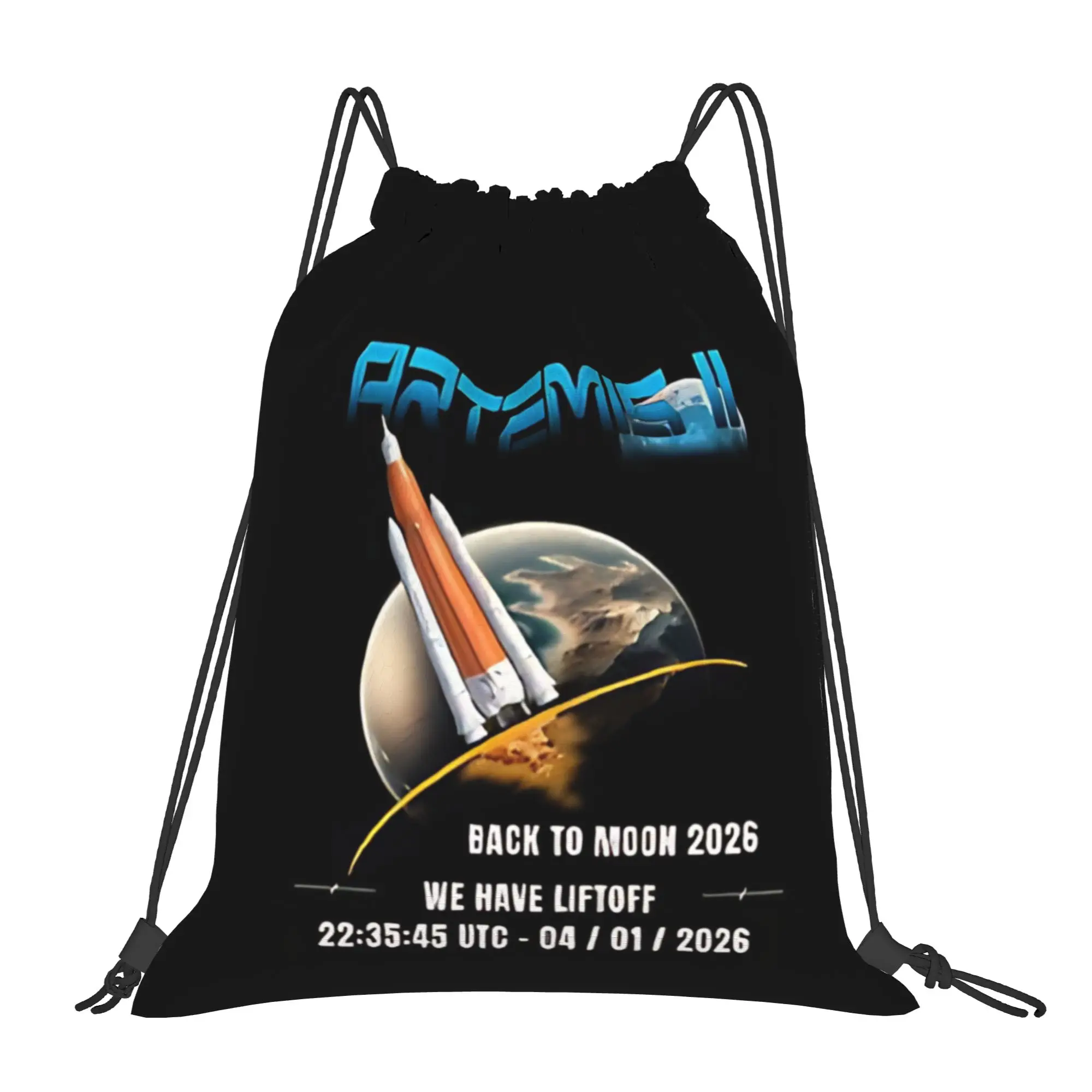 2026 Artemis II 20  Multi-function Pocket Men Women Storage Backpack Teenager Travel Bag Print Drawstring Bags
