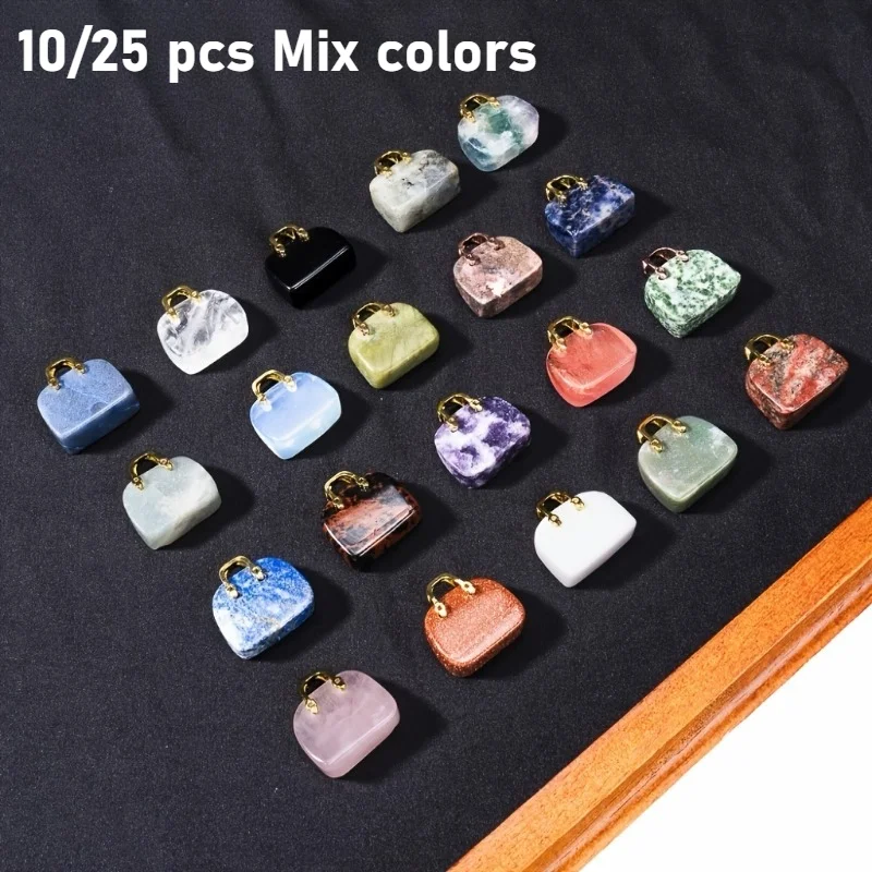 10/25pcs Mini Bag Charms Natural Crystal Pendant Exquisite Gifts for Stone Collection DIY Decorative Accessories Jewelry Making