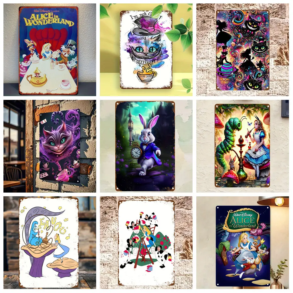 

Miniso lice in Wonderland Fantasy Appreciation Retro Vintage Tin Sign Poster Decorative Plaque Metal Plate Wall Decor
