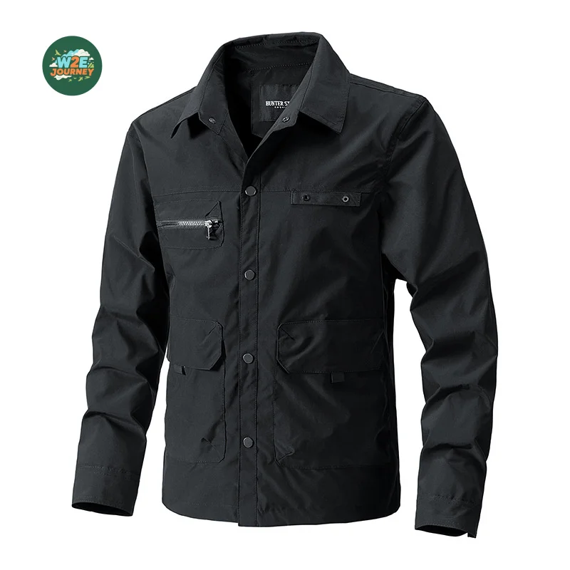 

W2EJOURNEY Top Quality EU US Size Luxury Outdoor Wear Men Spring Autumn Shirt Jacket Turn-down Collar Slim Fit Men's Coat