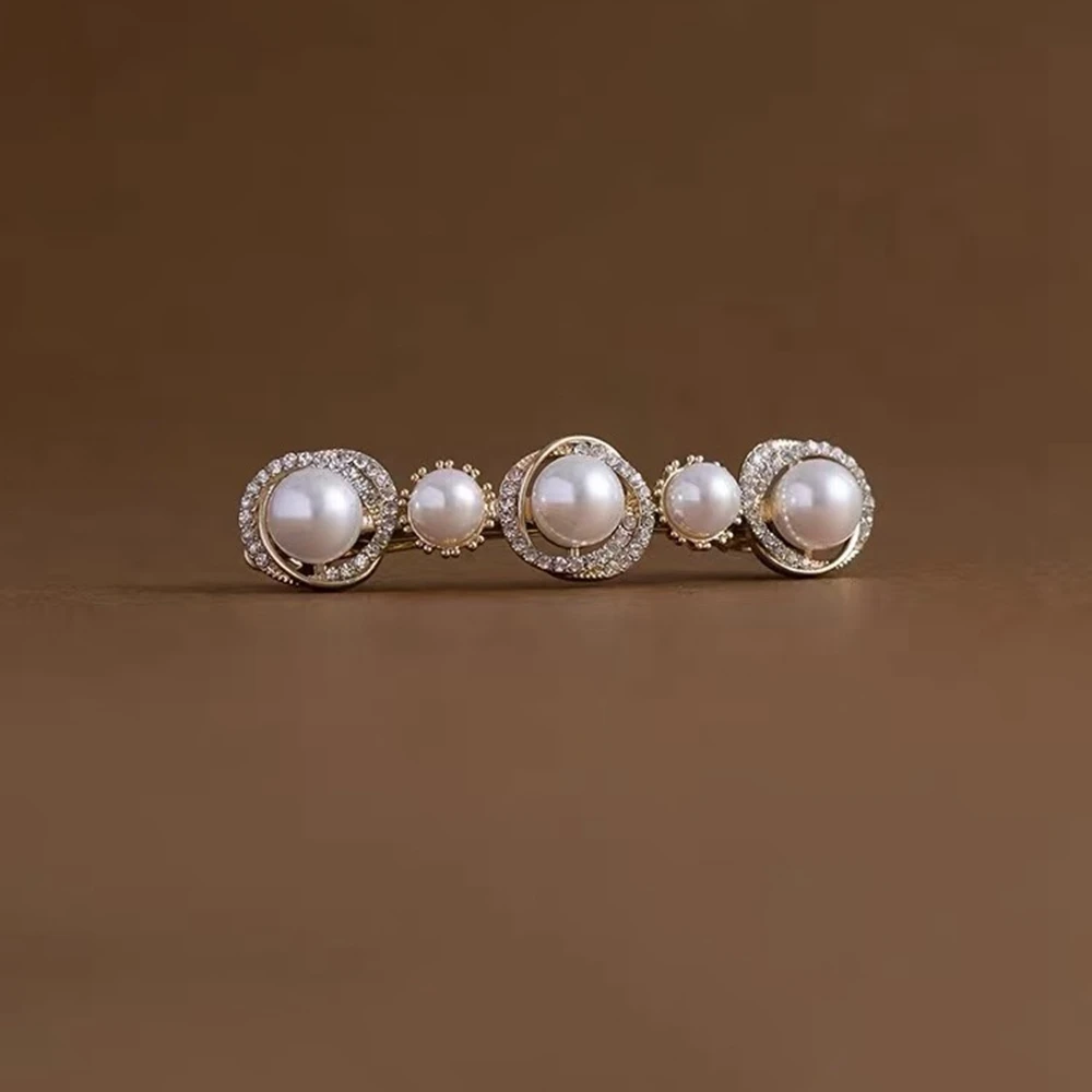 

New Rhinestone Pearl Hair Clips Fashion Women Girls Hair Accessories Back Of Head Bnags Hairpins