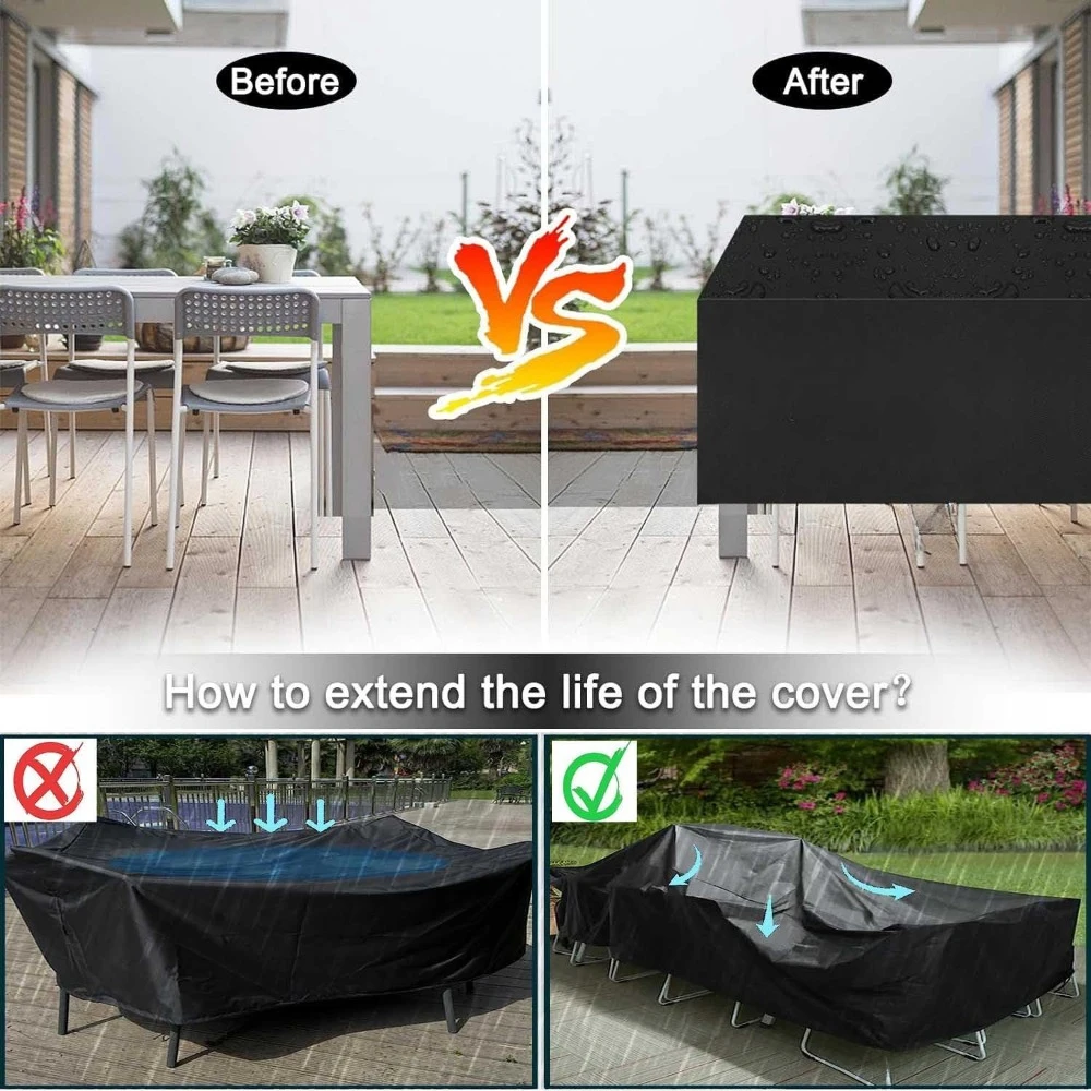 Imagen 4: Fundas para Muebles de Patio Impermeables, Fundas para Conjuntos de Sofás de Exterior, Fundas para Mesas y Sillas de Patio en Varios Tamaños