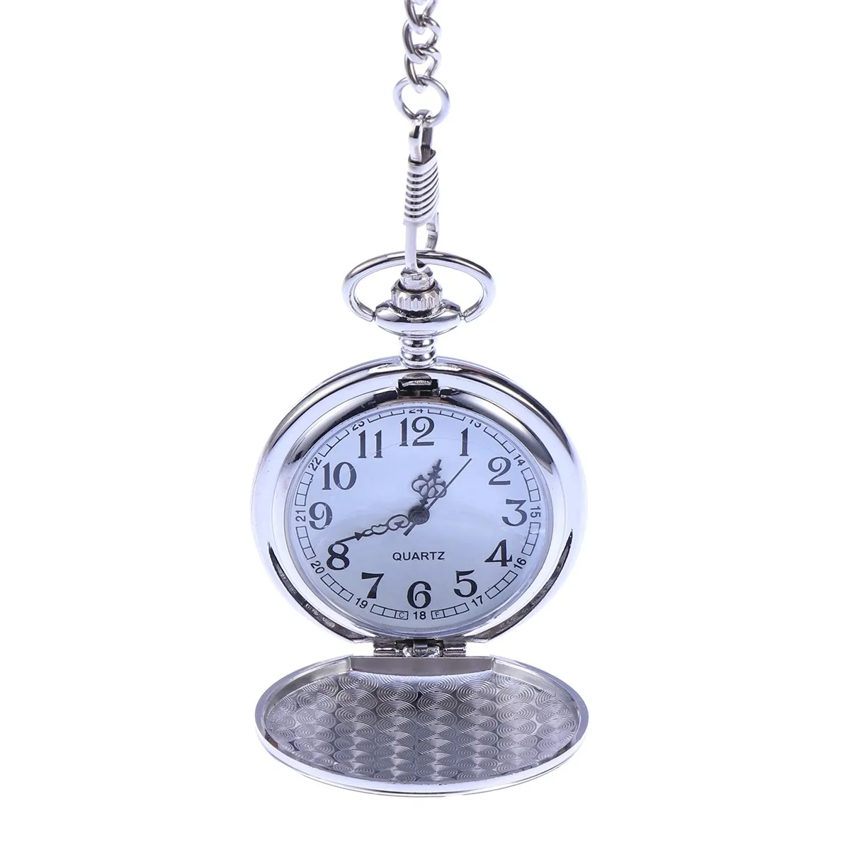 

Men Pocket Watch Vintage Silver Mechanical Movement 12 24 Hour Display Removable Chain Hook Precise Time Retro Style