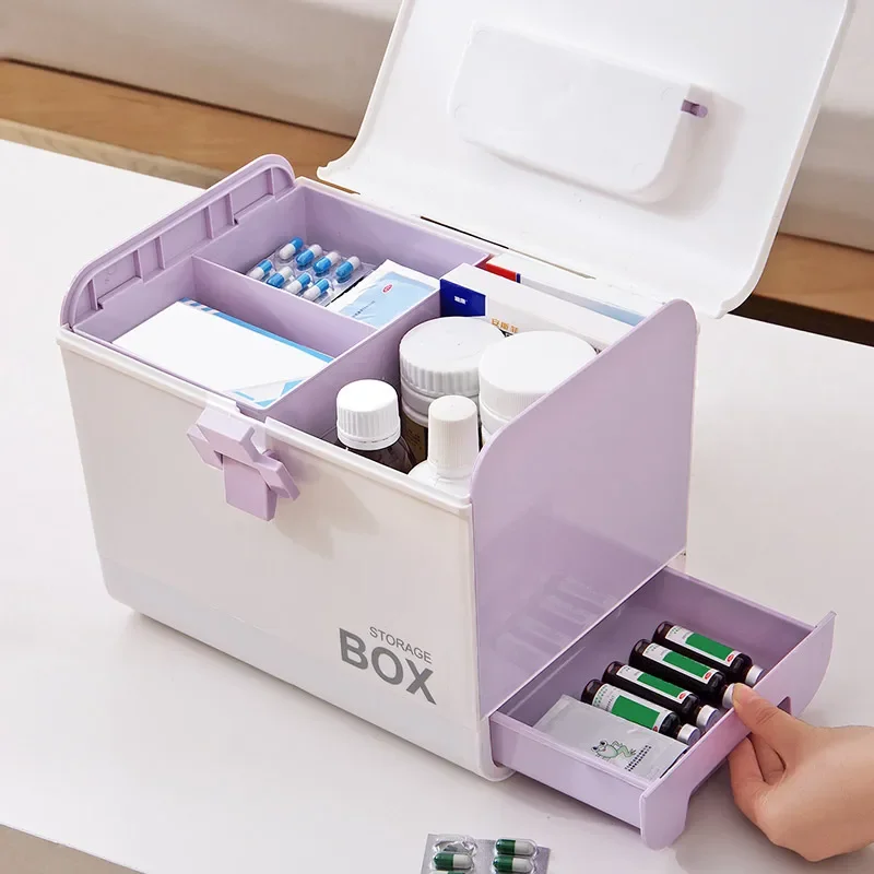 Home Storage Box Medicine Storage Medical Cabinet Drug Toy Storage Supplies Organizer Secure Medicine Container
