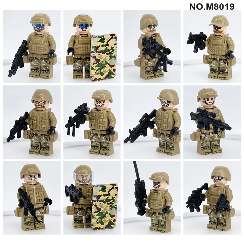 Anti-terrorist special police figurine small particle building blocks mini doll weapon shield Christmas gift birthday gift