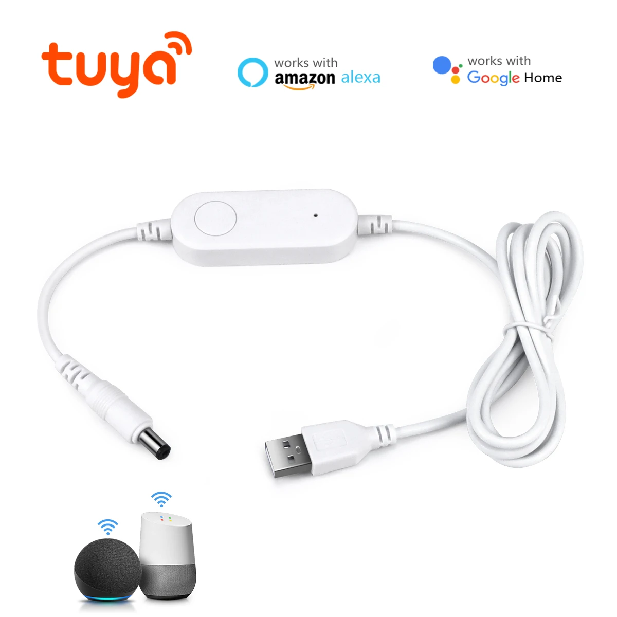 

Tuya WiFi Smart LED Controller 5V DC USB-DC Jack Dimmable Alexa/Google Home SmartLife Control Compatible for 5V LED Strip Light