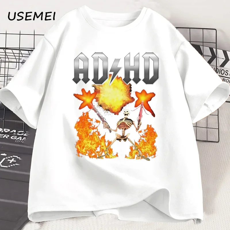 Funny ADHD Graphic Tee Shirt Mental Health Awareness T-Shirt Men Women Fashion Casual Tops All Season Loose Harajuku Clothing image 3