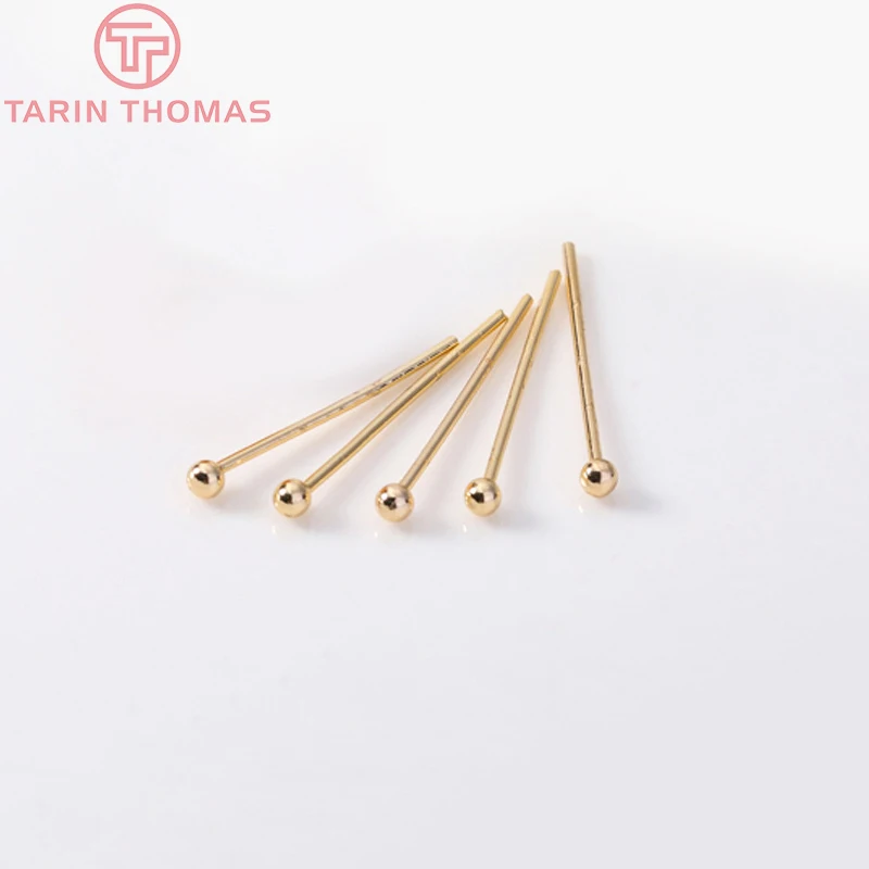 (5217)50PCS 100PCS18MM 30MM 40MM 24K Gold Color Plated Brass Ball Pins Connect Beads Pins High Quality Diy Jewelry Accessories