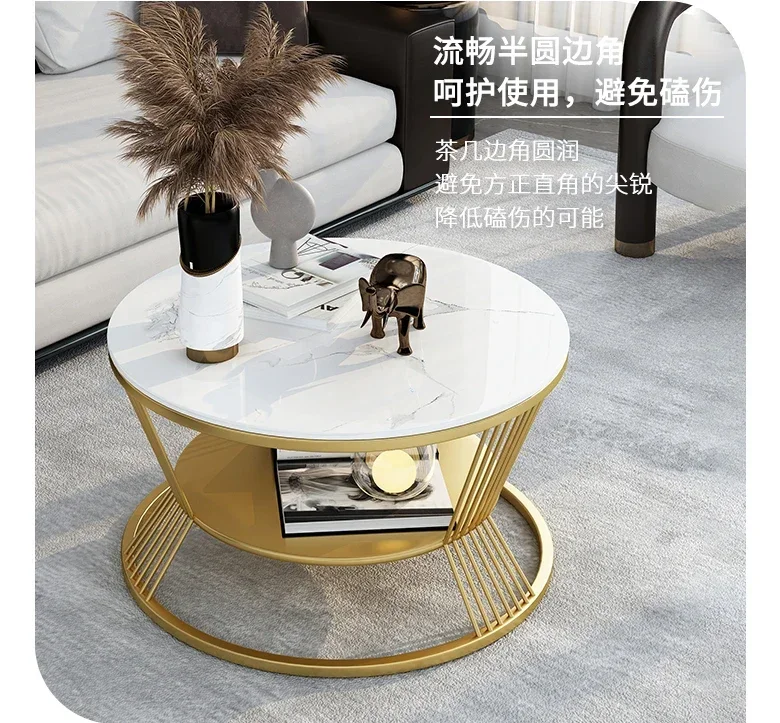 Light Luxury movable center small metal simple round nordic portable modern coffee tables for living room bed side table bedroom