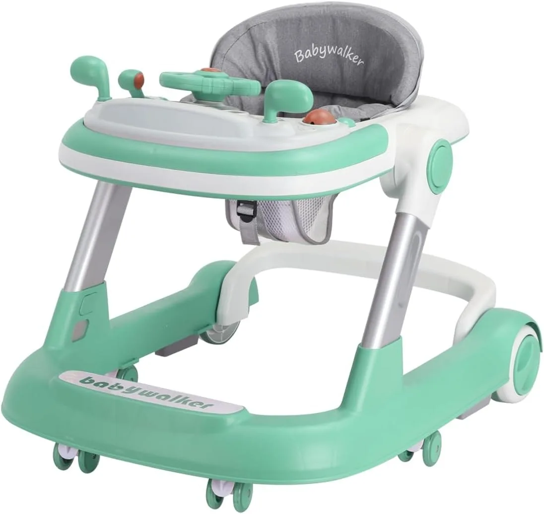 2-in-1 loopstoeltje, peuter baby loopstoeltje met verwijderbaar voerbakje en muziekbakje (zonder batterij), opvouwbare loopstoeltje