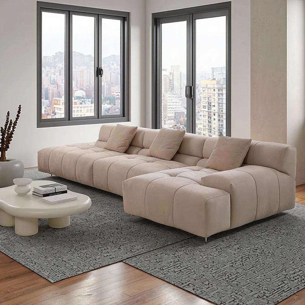 Modern Luxury Elegant Cloth Furniture Velvet Sectional Sofa Set Comfortable Upholstery Sponge for Indoor Use for Living Room