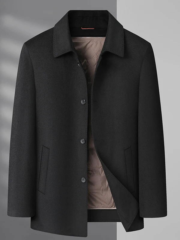 

Men's Woolen Winter Coat with Detachable down Inner Oversized Casual Mid-Length Faionable Busin Casual Sle