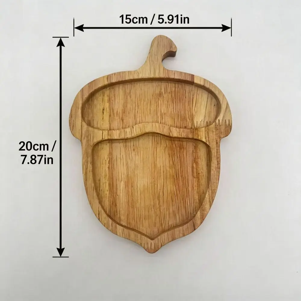 Wood Squirrel Wooden Snack Tray Squirrel Fruit Shape Double Compartment Divided Serving Platter Smooth Surface Snack Dishes