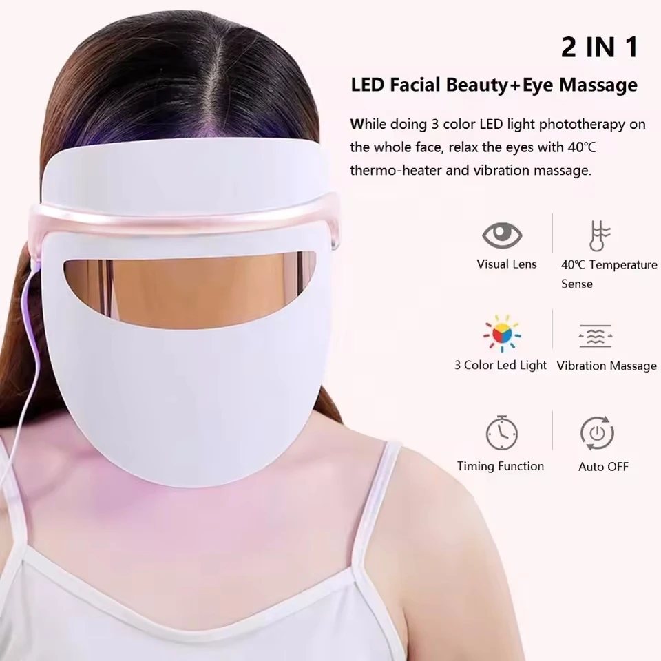 7 Color LED Facial Mask with Neck LED Face Light Therapy Mask Photon Rejuvenation Machine Lifting Brightening Shrink Pores