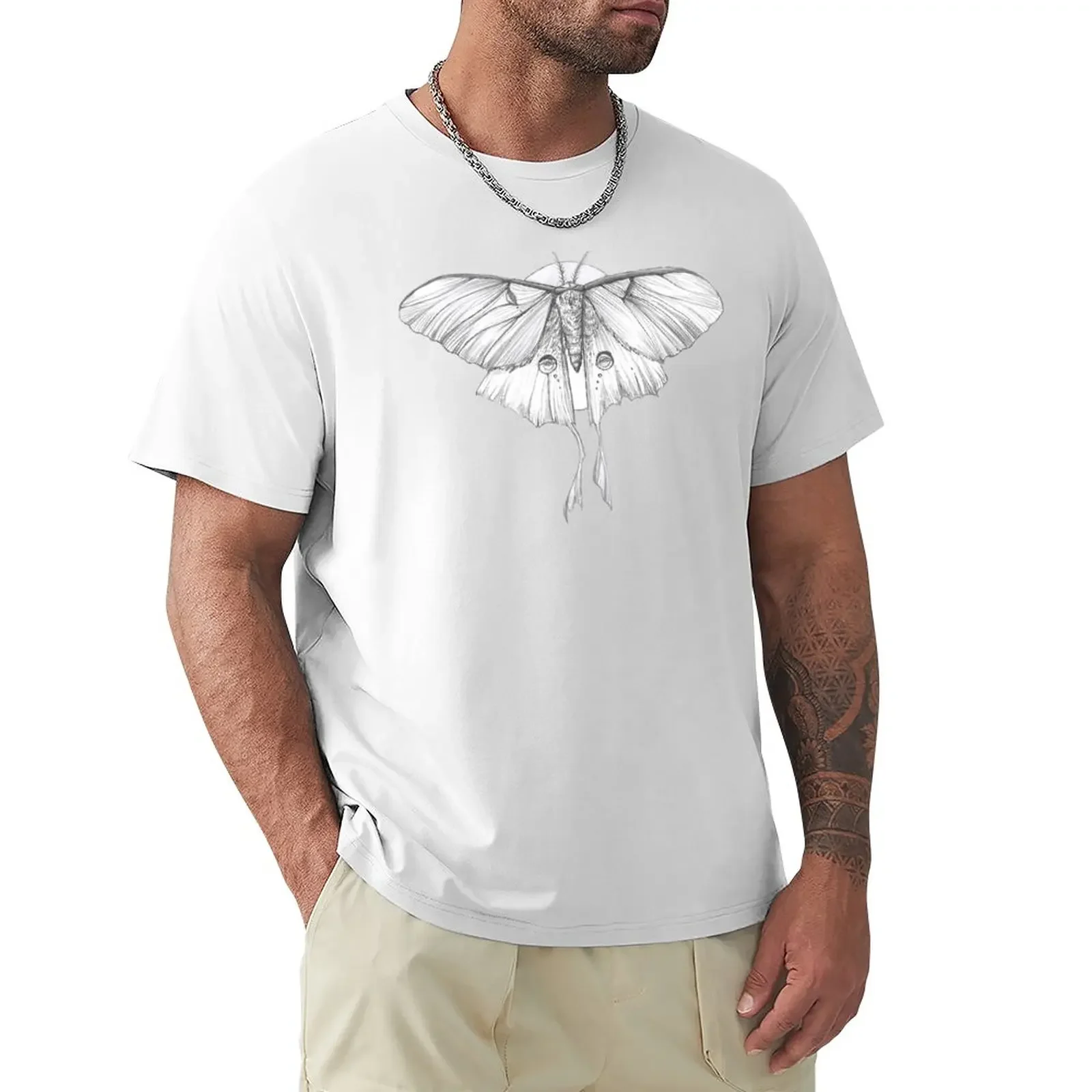 Luna Moth T-Shirt plain Short sleeve tee oversized t shirt men