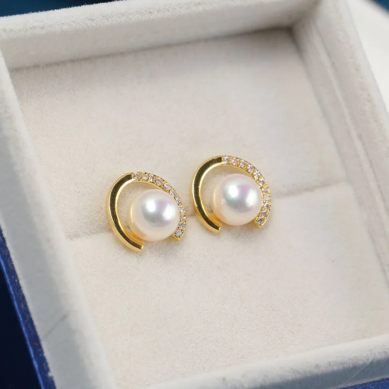 1 Pair E335 Gold Plated Copper S925 Silver Needle Pearl Stud Earrings Findings Jewelry Making DIY Jewelry Accessories