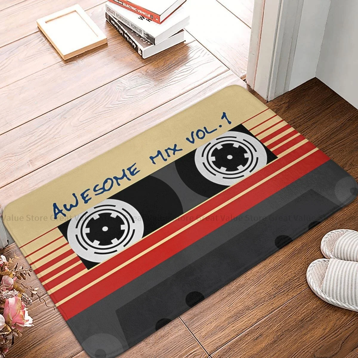 Recorded Music Cassette Old School Non-slip Doormat Awesome Mix Vol Living Room Bedroom Mat Prayer Carpet Flannel Pattern Decor