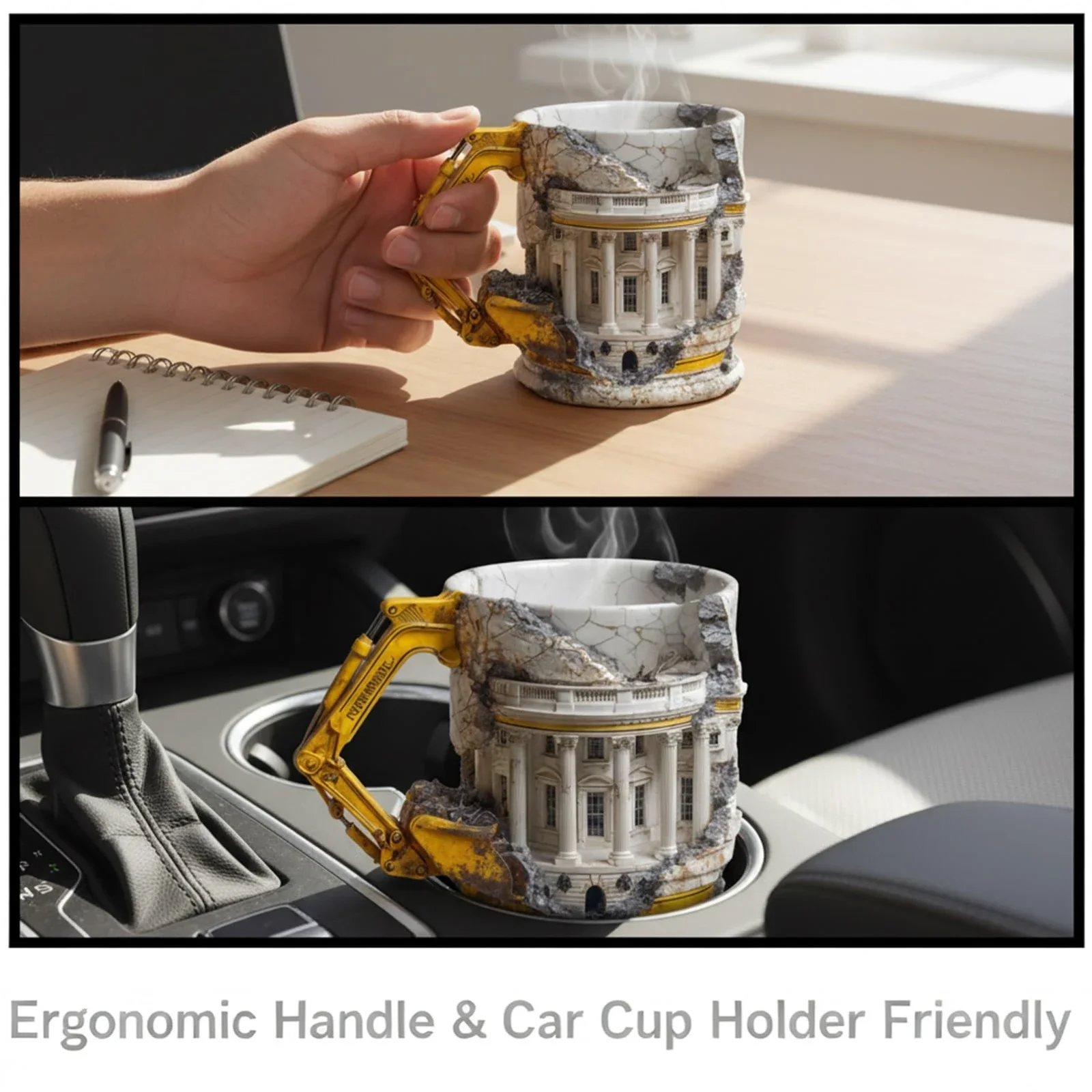 

Novelty Someone Lied Demolition Mug,3D Excavator Shape Ceramic Coffee Cup with Handle,Creative Construction Themed Sarcastic Cup