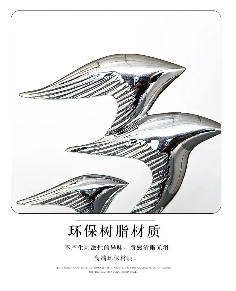 For Creative Flying Swallow Sculpture Modern Simple Electroplated Craft Ornament for Hotel Living Room Home Desktop