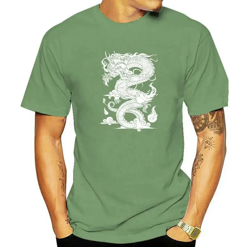 Chinese Dragon T-shirt Print Black Tshirt Prevailing Men T Shirt O Neck Short Sleeve 100% Cotton Tops Eastern Chic Clothes