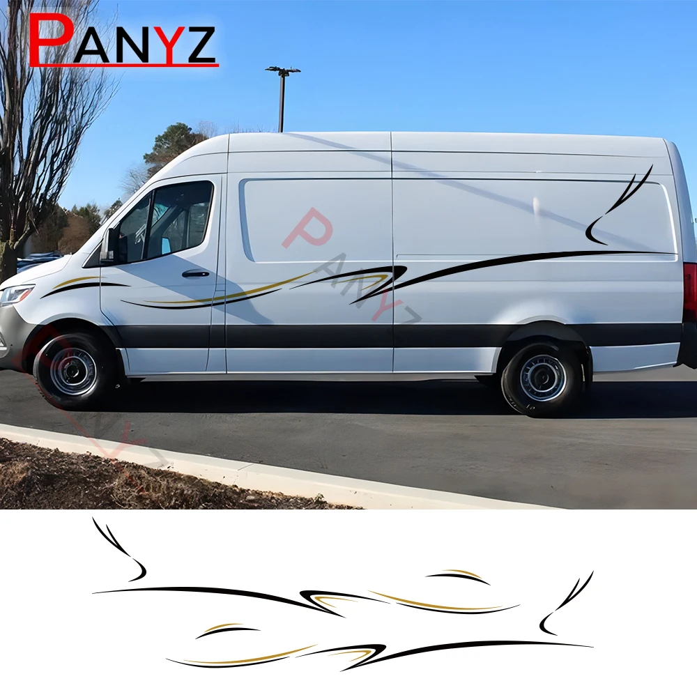 Car Door Side Stickers For Mercedes Benz Sprinter Camper Van Custom Stripes Graphics Vinyl Decals Auto Tuning Decor Accessories