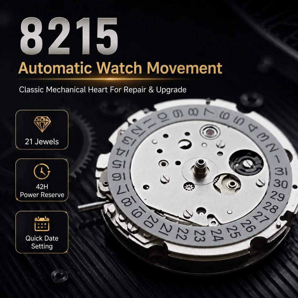 Miyota 8215 Automatic Watch Original Movement Men's Accessories Mechanical Movement Replacement Parts Date Setting 8215 movement