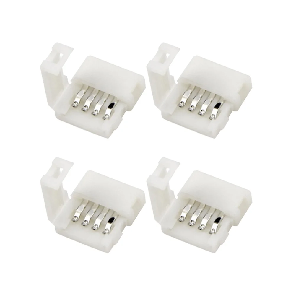 10PCS 5050 4 Pin RGB Corner Connector Corner Clips Buckle LED Strip Adapter Light Accessory (White) light strip buckle light st