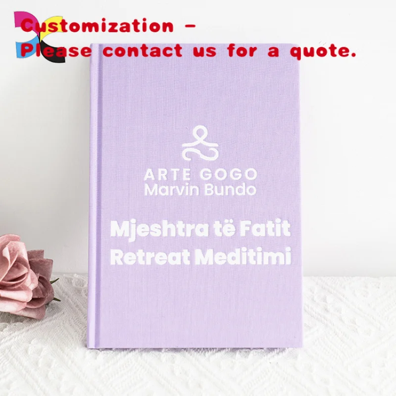 

custom.Custom A5 Journal Book Printing Linen Hardcover Sheets pink Purple Self Care Journal