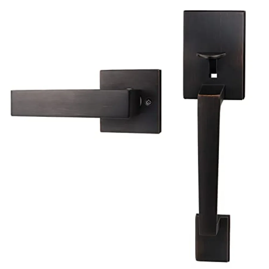 

Bronze Set, Oil Bronze Entry Door Handle Set with Door Lever Reversible for Right and Left Handed Doors, with Lower Half Lever