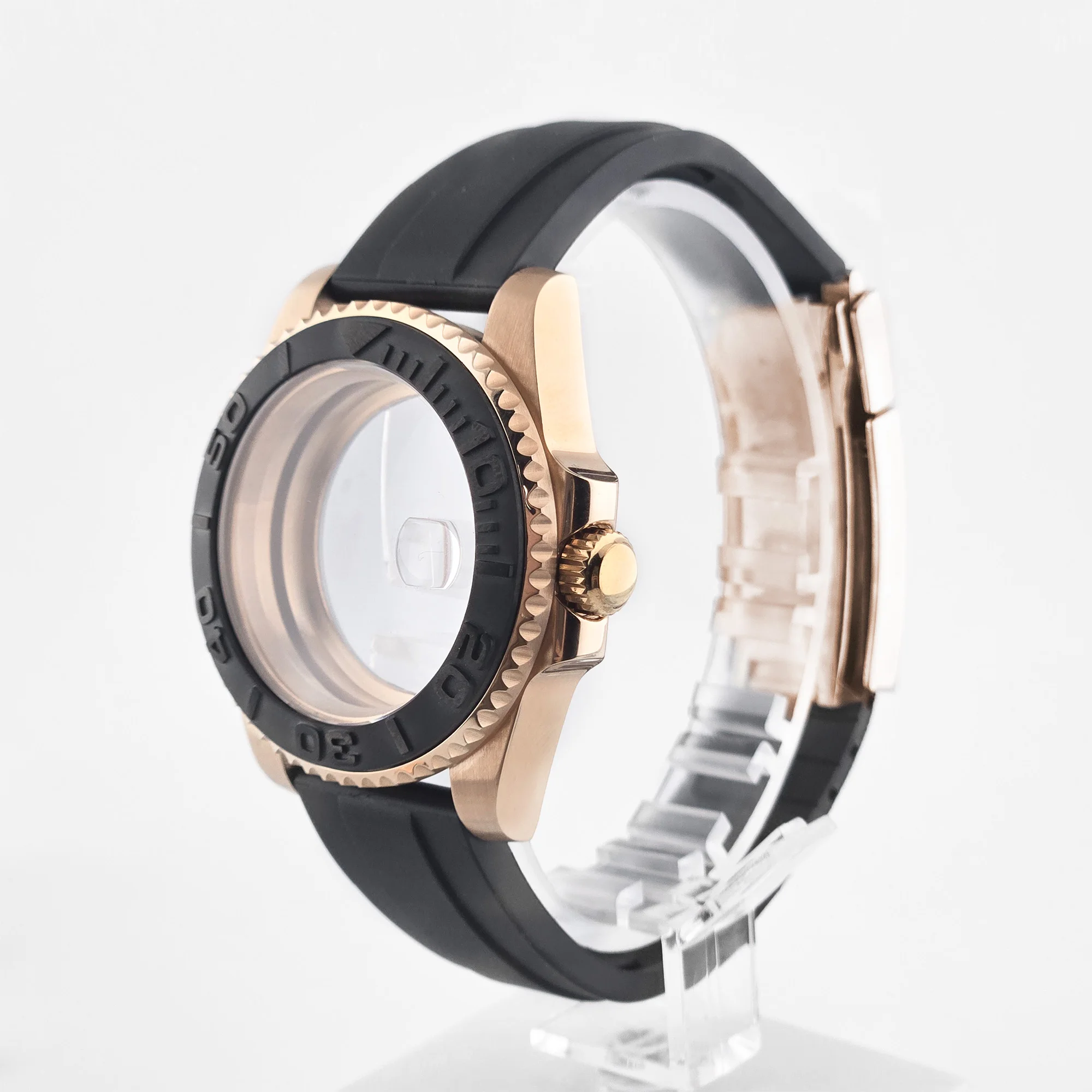 NEITON Fit NH35 NH36 NH34 10bar 120clicks Bezel 40mm SUB Rose Gold Watch Case Curved End Band