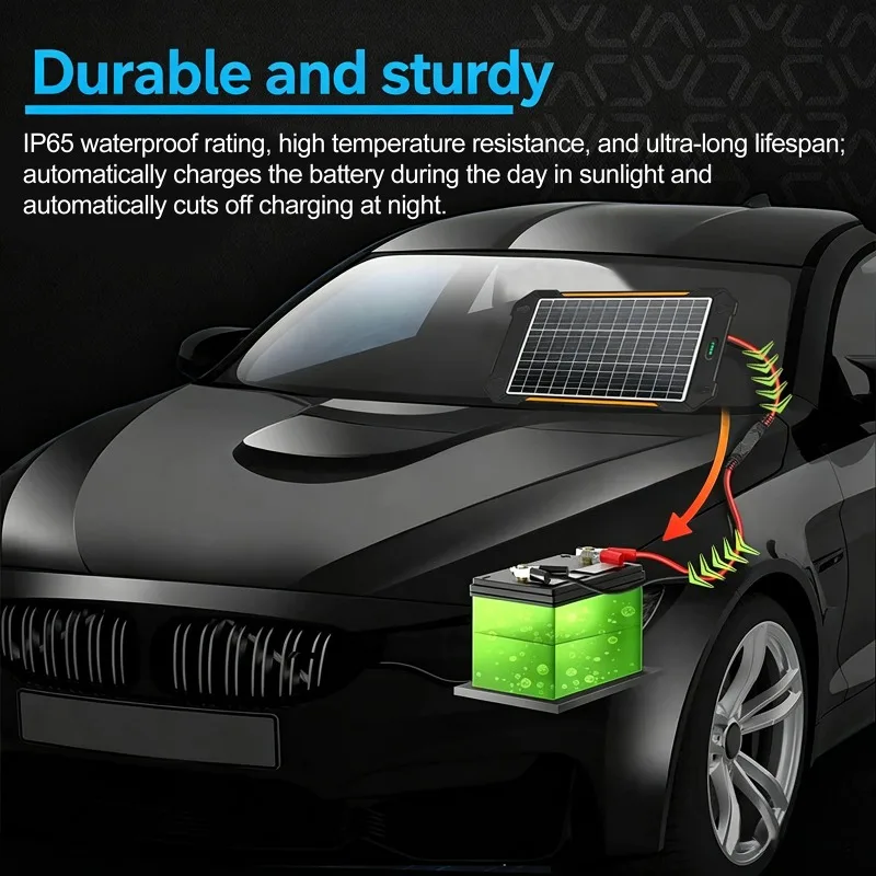 

12W Solar Panel for Car Battery Trickle Charger Monocrystalline Silicon Solar Panel Car Charger for RV Travel Camping Hiking