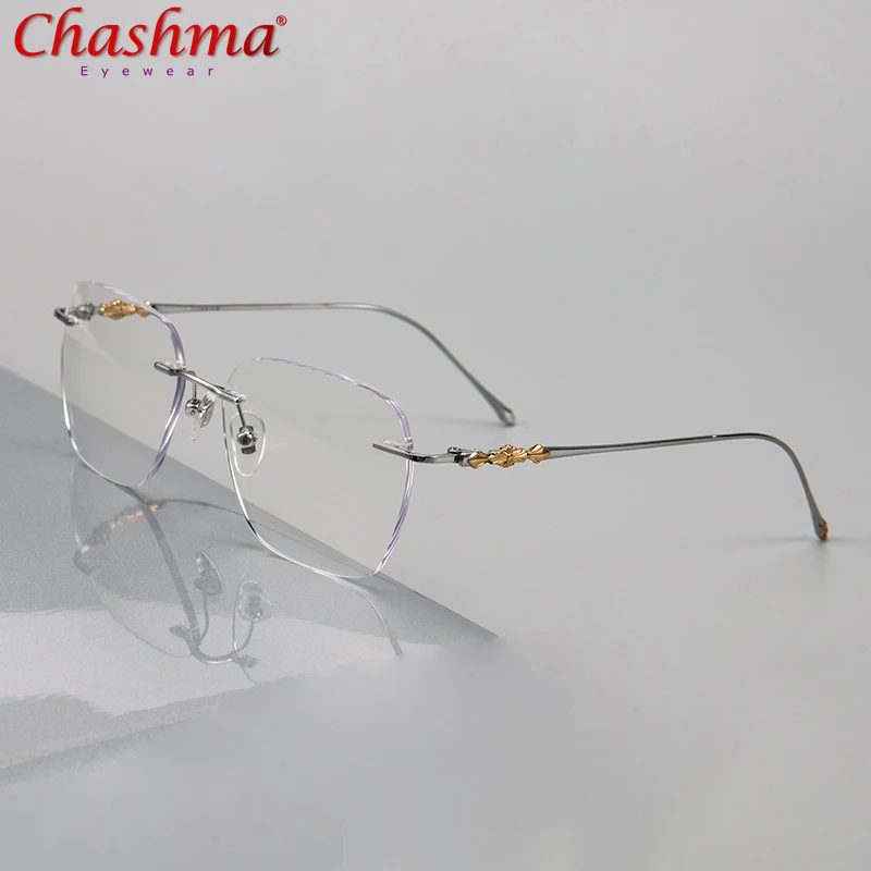 

Ultra Light Pure Titanium Rimless Glasses Man Vintage Polygon Square Eyewear Luxury Optical Prescription Eyeglasses Frame Woman