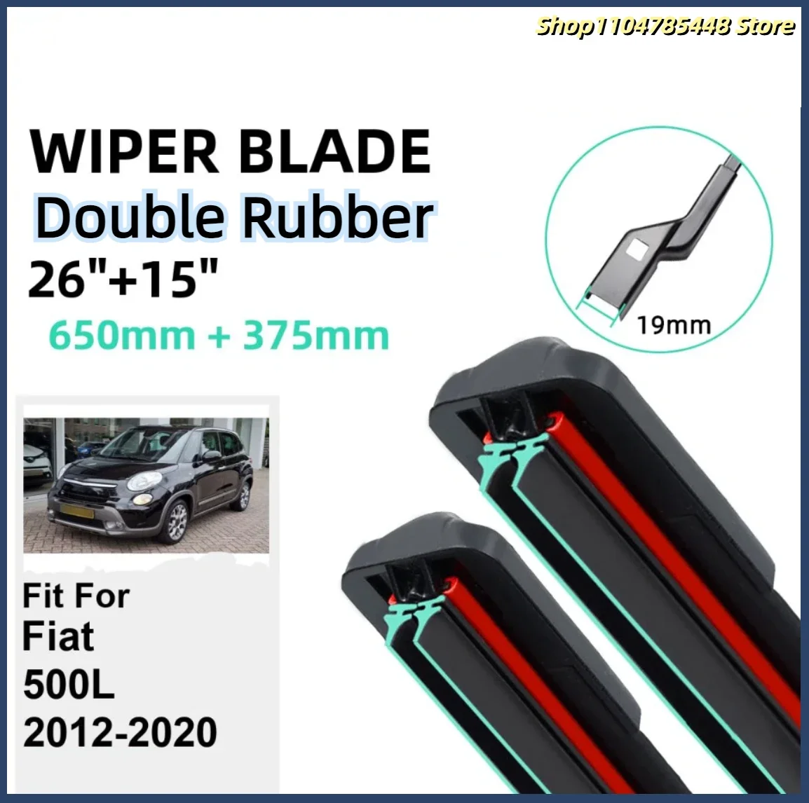 

Double Rubber Car Wiper Blades for Fiat 500L 2012-2020 Front Windscreen Windshield Rubber Car Accessories 2017 2018 2019 2020