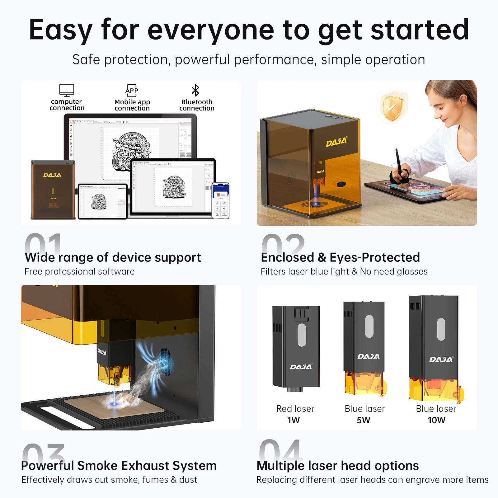 DAJA DJ6 Pro Laser Engraver MDF Plywood Logo Mark Printer APP Control 5W DIODE DIY  Mini Laser Engraving Machine Portable Small