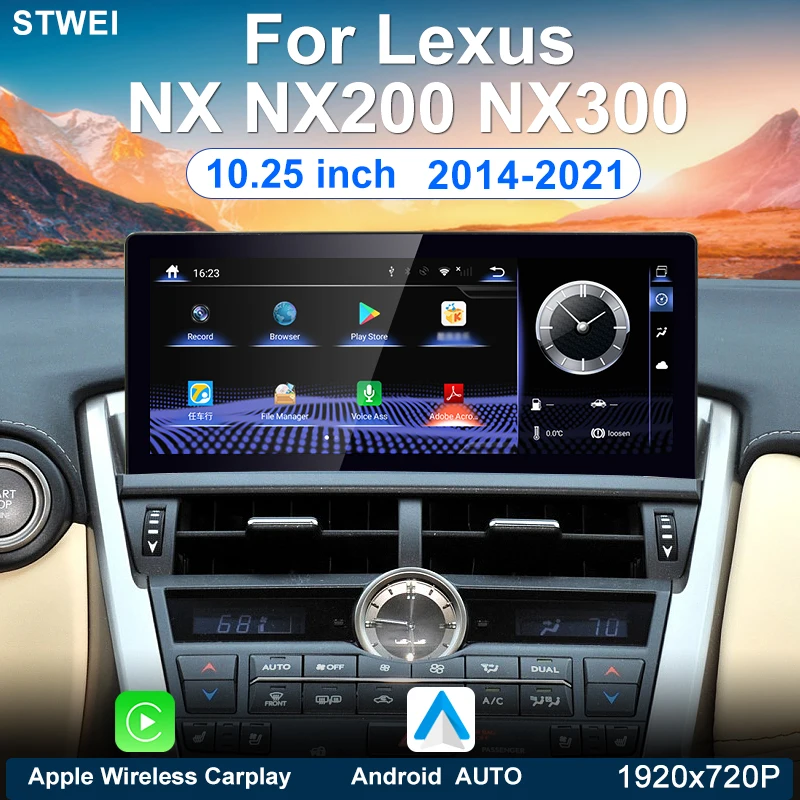 For Lexus NX NX200 NX200T 300H 2014-2021 10.25 inch Car Radio Multimedia Video Player Stereo GPS Navigation DSP 4G WIFI Carplay