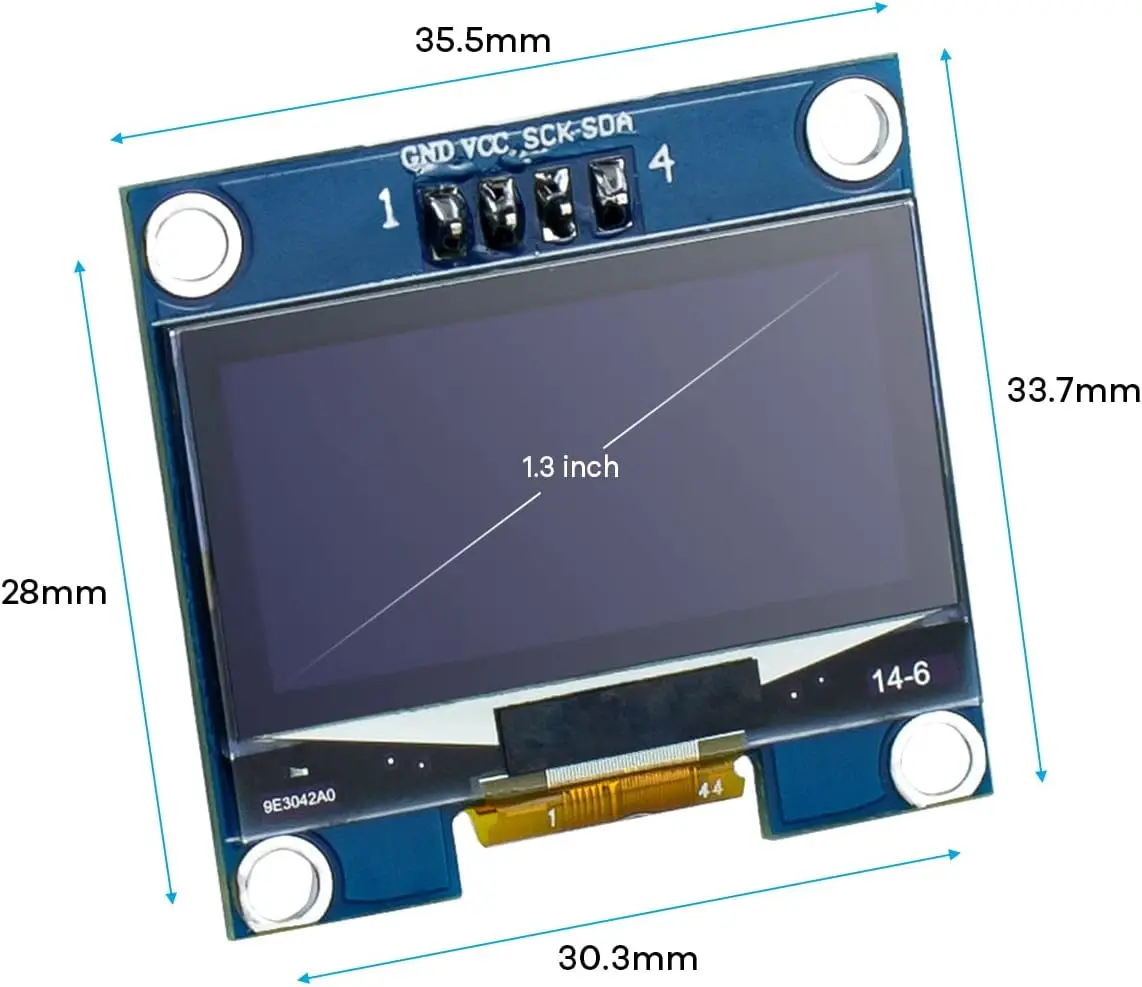 5 peças 1.3 "4 pinos módulo de exibição oled 128x64 pixels iic i2c sh1106 tela compatível com arduino raspberry pi branco azul