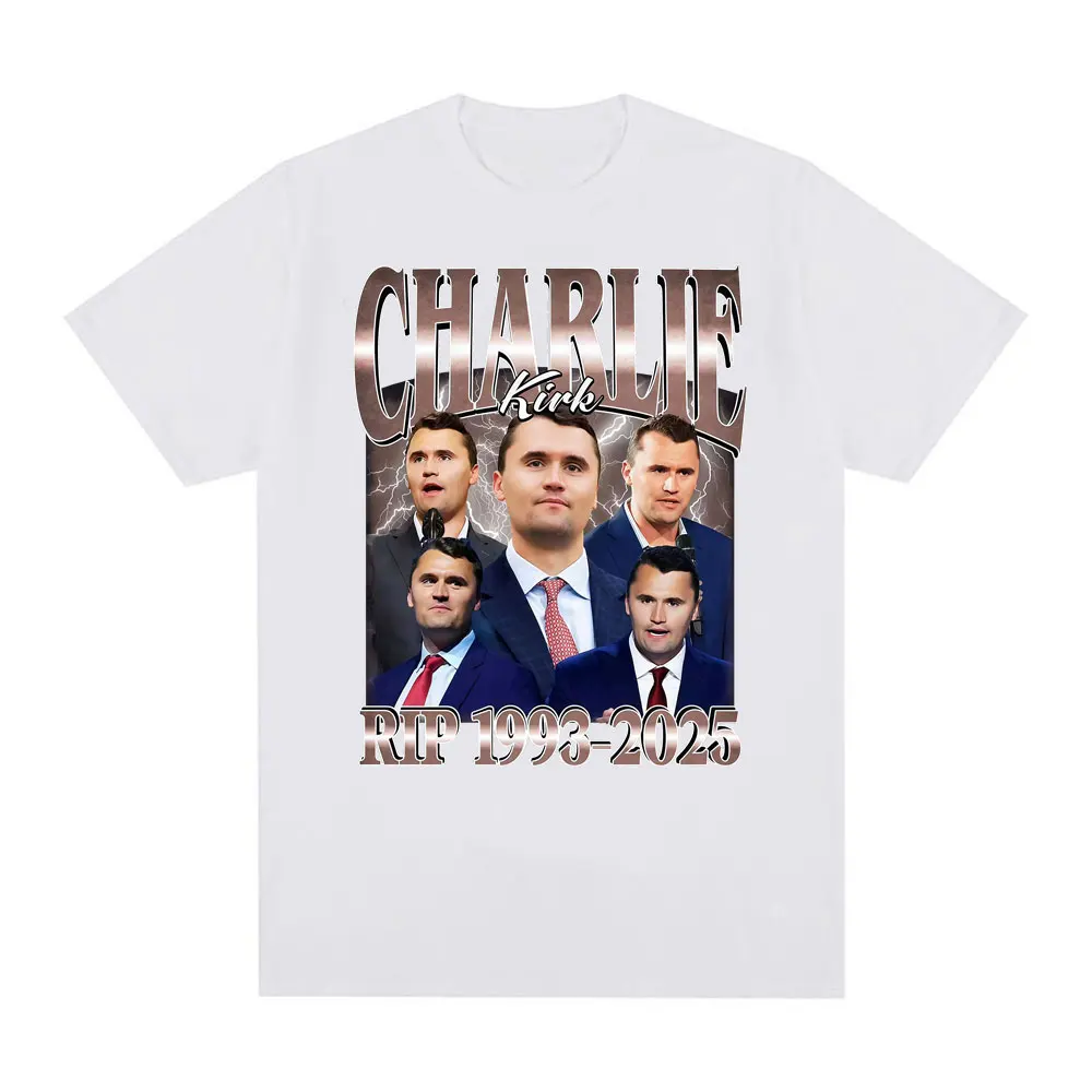 Comical Charlie Kirk RIP 1993-2026 Political Commemorative Retro Graphic Men and Women Summer Print T-shirt