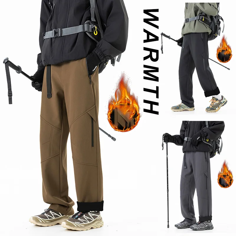 

Мужские уличные штурмовые брюки, осенние и зимние бархатные утолщенные спортивные брюки для мужчин, ветрозащитные и водонепроницаемые повседневные брюки