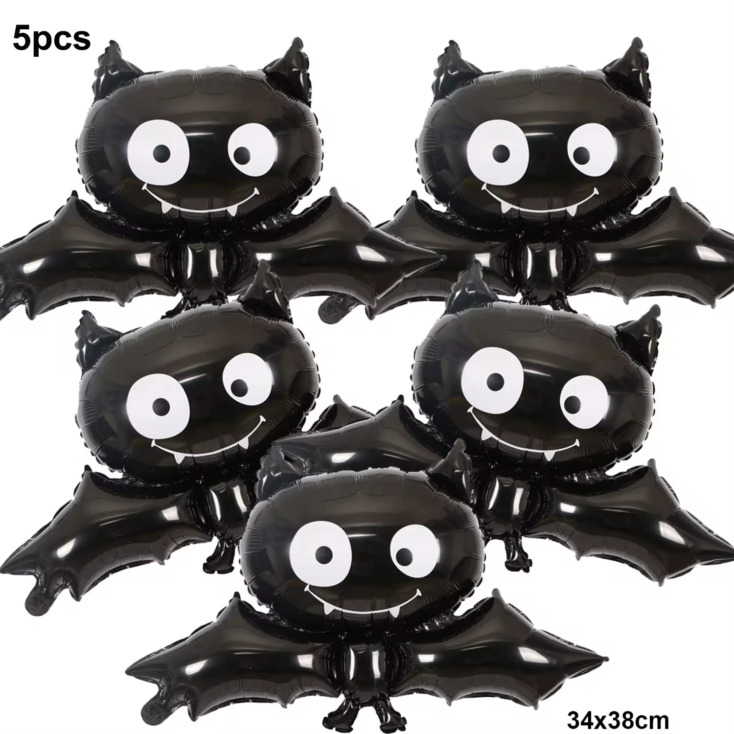 5PCS Halloween Foil Balloons Bat Mylar Balloons Cute Black Bat Balloon Halloween Party Props Home Decoration Supplies Kids Gifts