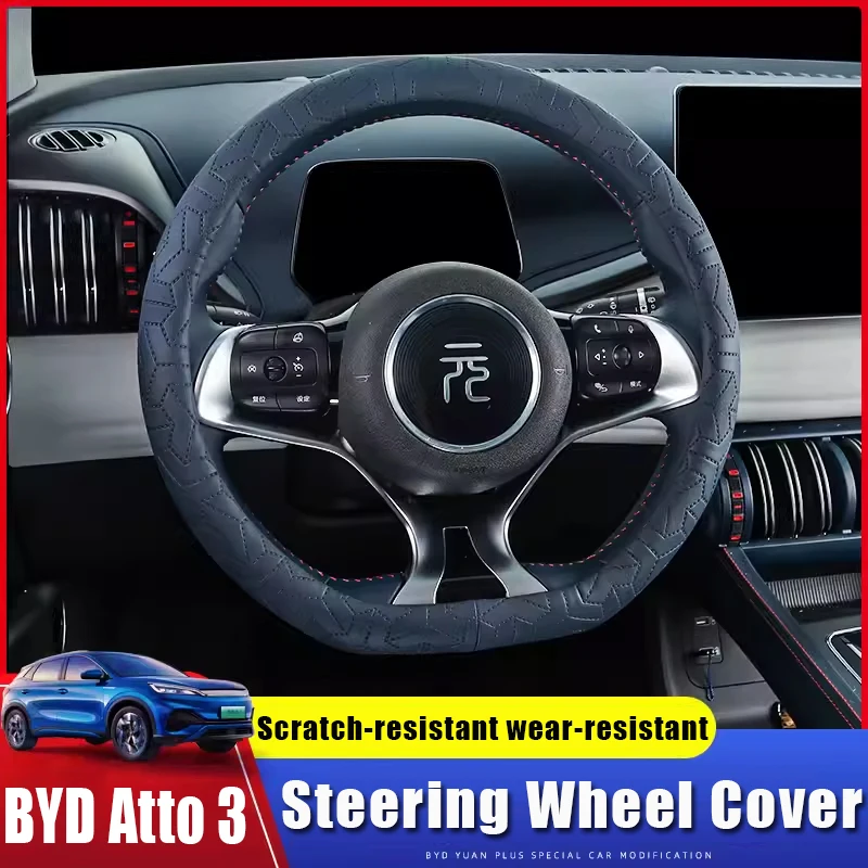 

Car Steering Wheel Cover for BYD Atto 3 EV Yuan Plus 2022 2023 Microfiber Leather Sport D Shape Auto Modification Handle Covers