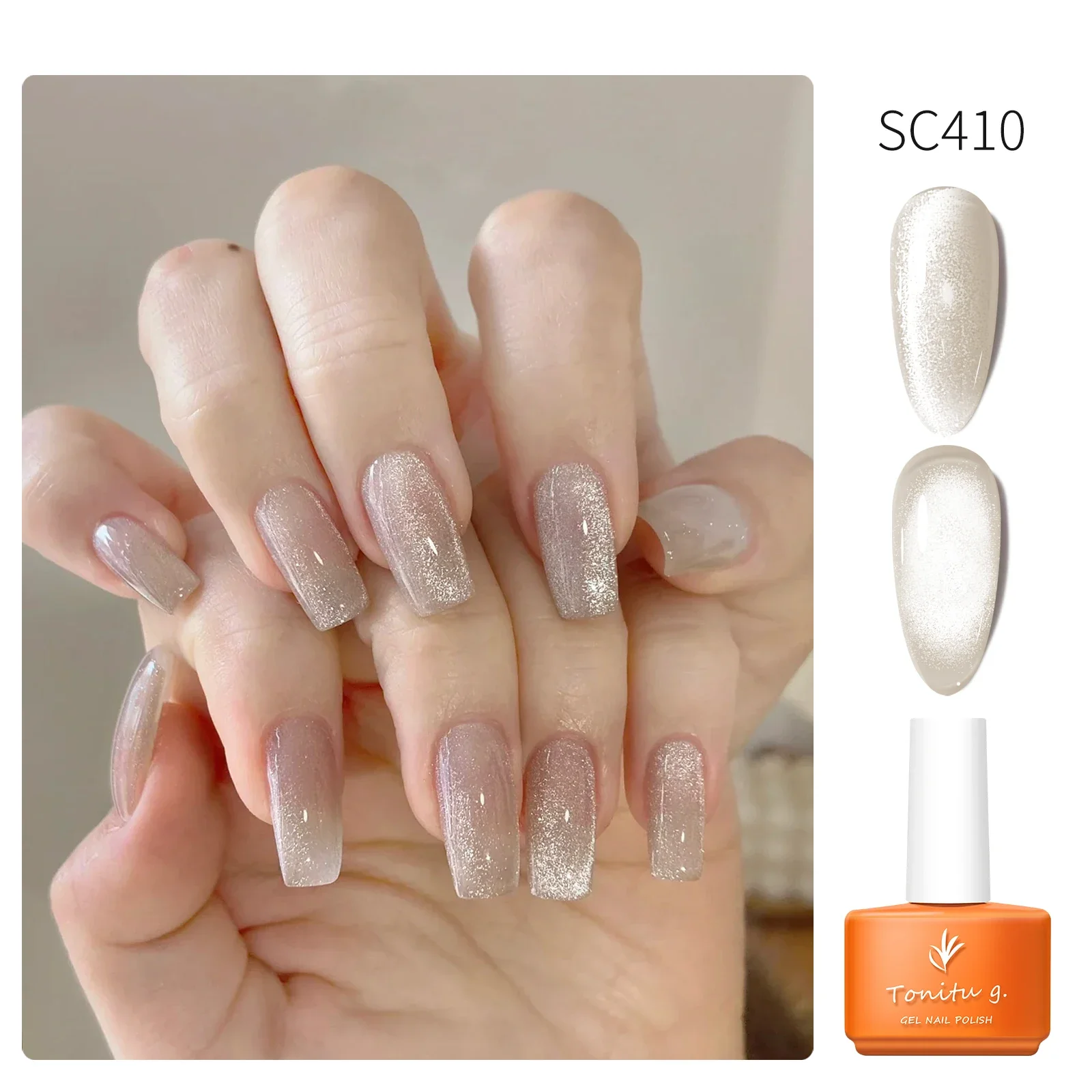 Magnetic Cat Eye Gel Nail Crystal Glitter Glossy Glassy Romantic Galaxy Moonlight Nail Polish for Holiday Party Birthday