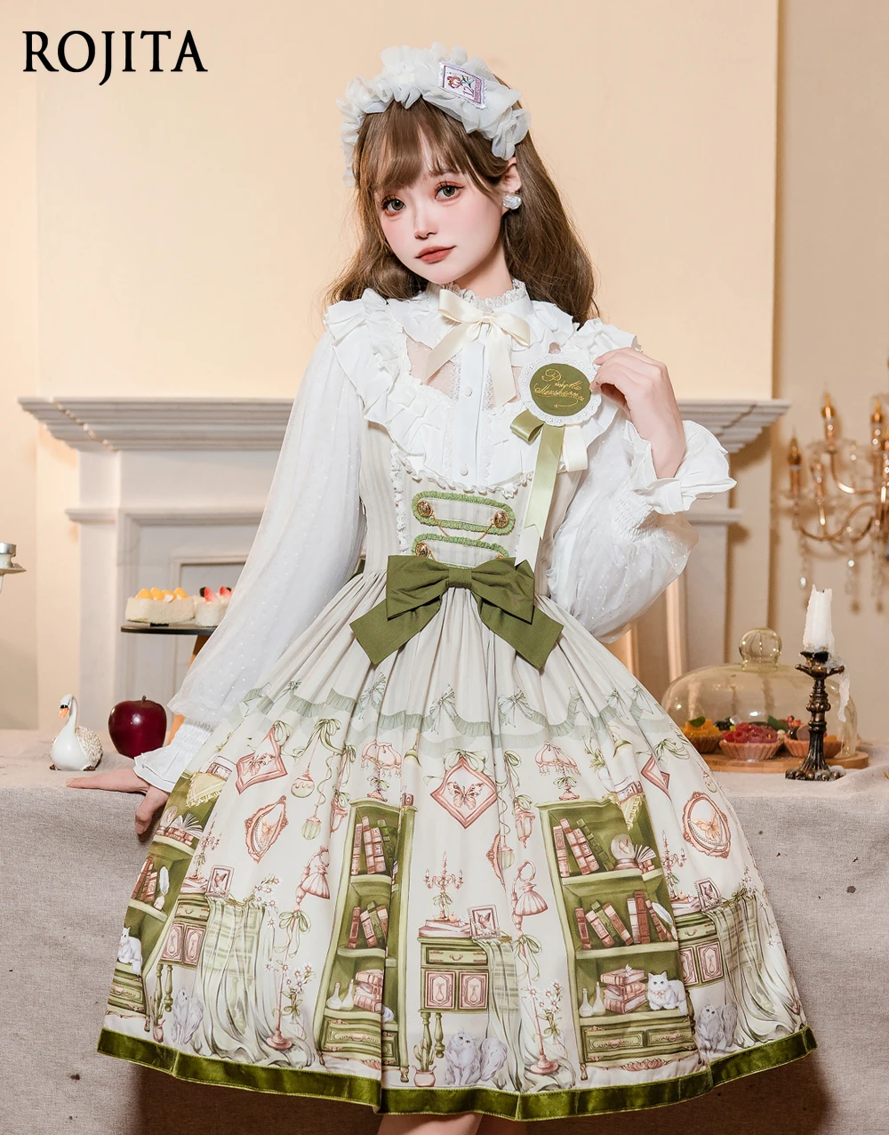 

Chest Support JSK Dress Women 2025 Original Japanese Style Fresh College Style Lolita Dress Light Green Sleeveless Dress Autumn
