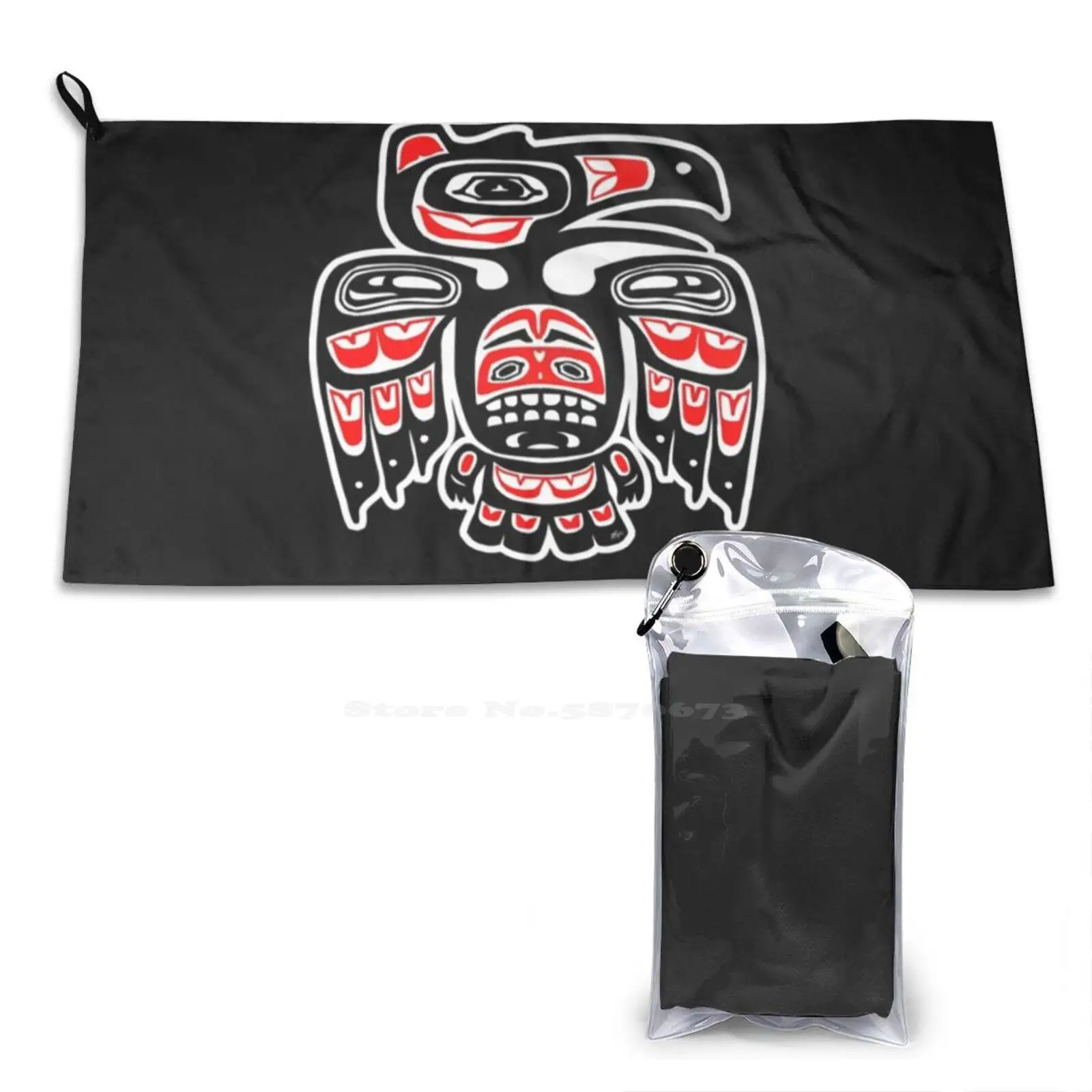 Alaskan Eagle Washcloths Bathing Quick Dry Shower Towel Inuit Tlingit Alaska Seattle Pacific North West Tribe Indian Wisdom