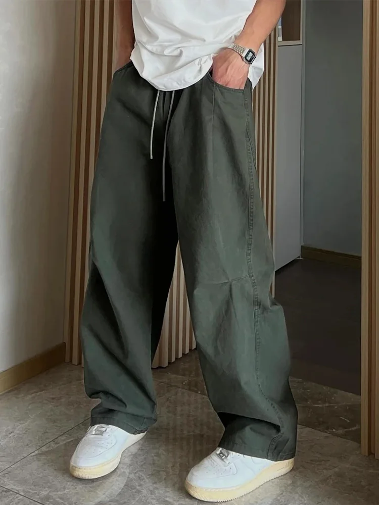 

Military een Men's Summer American Retro Wide Leg Workwear Pants Cleanfit Loose Straight Micro Flared Pants Knife Blade