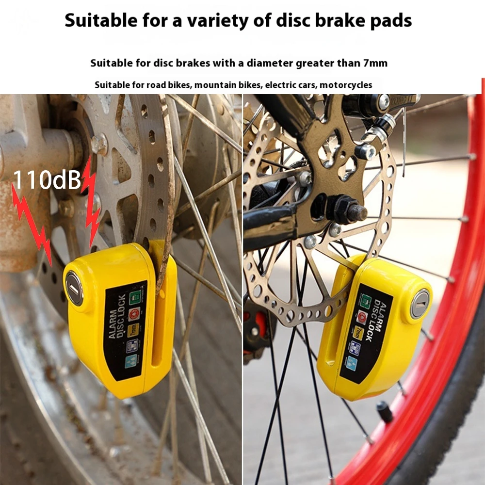 Candado de Disco de Freno Antirrobo Impermeable, Alarma Fuerte de 110dB, Candado de Seguridad para Rueda de Motocicleta