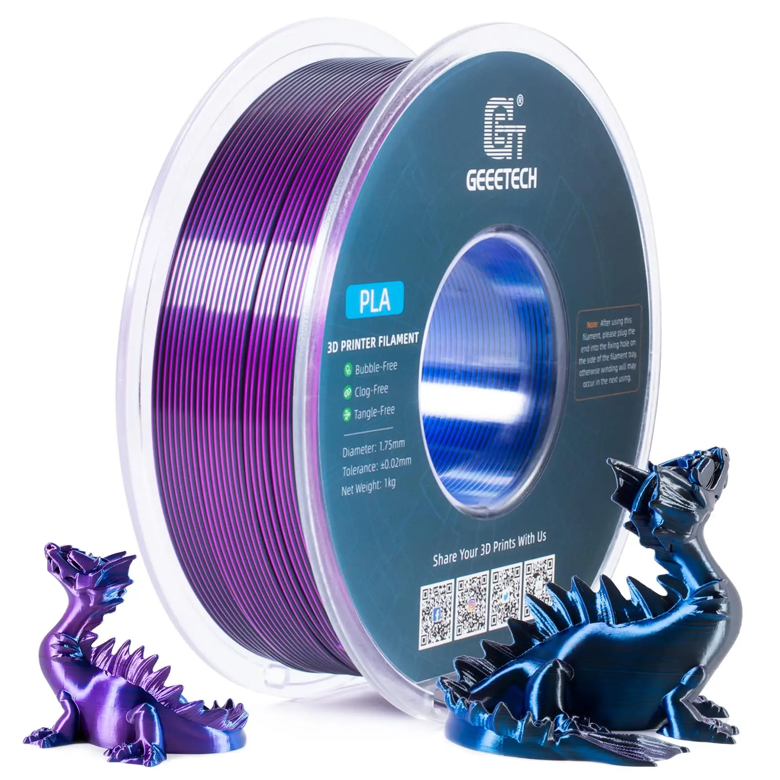 Geeetech Tri Color Silk PLA Filament , 3D Filament 1,75 mm 1KG Spool Wire  (+/-0.03mm) Vacuum packaging, special color