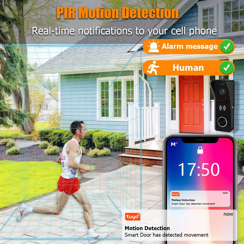 1080P Wifi Doorbell Video Intercom System with RFID Card Unlock Home Doorphone Tuya Smart Security Protect